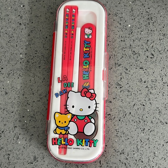 Vintage hello kitty sanrio spoon, & chopstick set - Picture 1 of 3